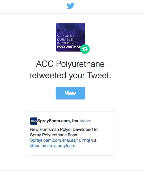 ACC Polyurethanes Retweets SprayFoamMagazine.com