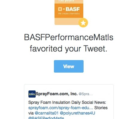 BASF liked a SprayFoamMagazine.com retweet