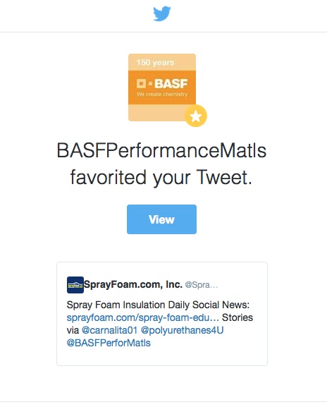 BASF liked a SprayFoamMagazine.com retweet