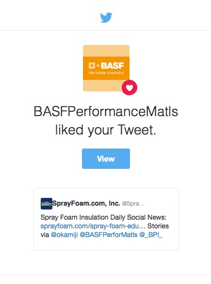 BASF liked a tweet from SprayFoamMagazine.com