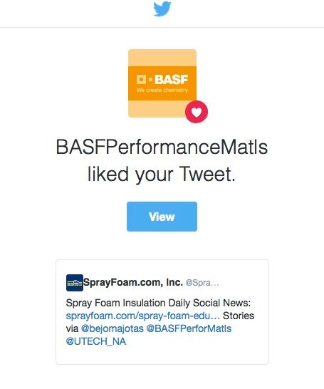 BASF liked a SprayFoamMagazine.com tweet