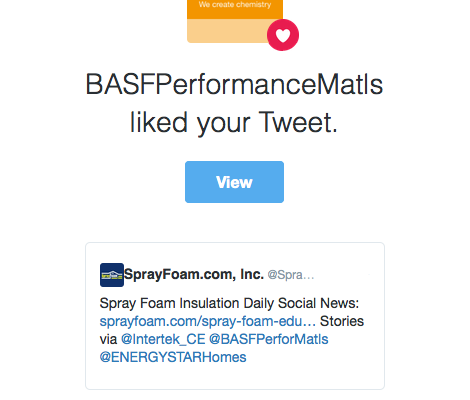 BASF likes a SprayFoamMagazine.com tweet