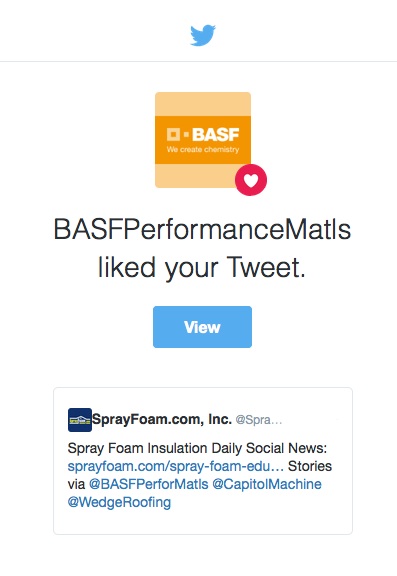 BASF liked SprayFoamMagazine.com's tweet.