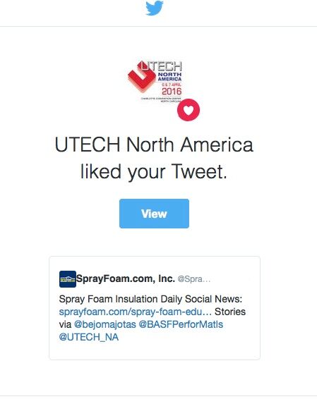 UTECH North America liked a tweet from SprayFoamMagazine.com