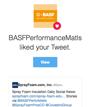 BASF liked SprayFoamMagazine.com's tweet.