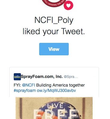 NCFI liked a SprayFoamMagazine.com tweet