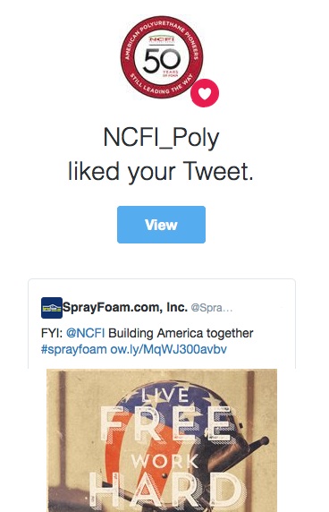 NCFI liked a SprayFoam.com tweet