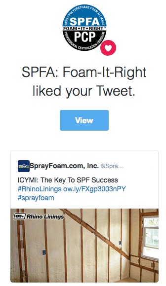 SPFA liked a SprayFoam.com tweet.