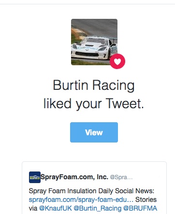 Burtin Racing liked a SprayFoamMagazine.com tweet