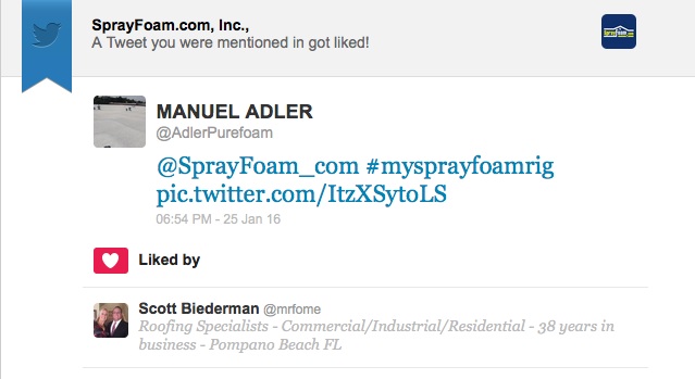 Scott Bierderman liked a SprayFoam.com tweet.