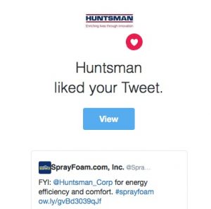 Huntsman liked a SprayFoamMagazine.com tweet. 