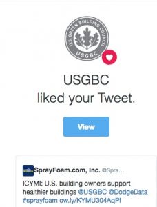 United States Green Building Council liked a SprayFoamMagazine.com tweet. 