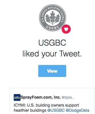 United States Green Building Council liked a SprayFoam.com tweet.