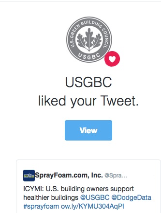 United States Green Building Council liked a SprayFoamMagazine.com tweet.