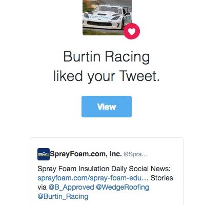 Burtin Racing liked a SprayFoamMagazine.com tweet.