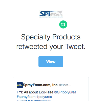 Specialty Products, Inc. retweeted SprayFoamMagazine.com